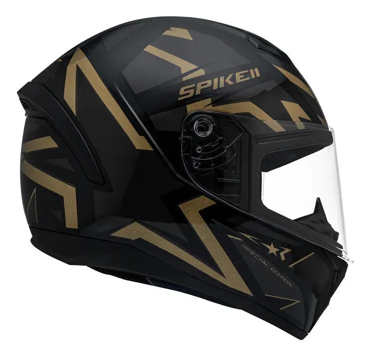 Capacete Peels Spike 2 1st Preto/Dourado - Vista lateral direita