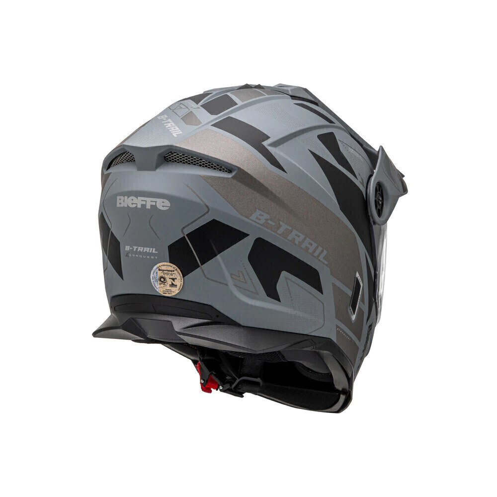 Capacete Bieffe B-Trail Conquest Cinza/Preto - Vista traseira