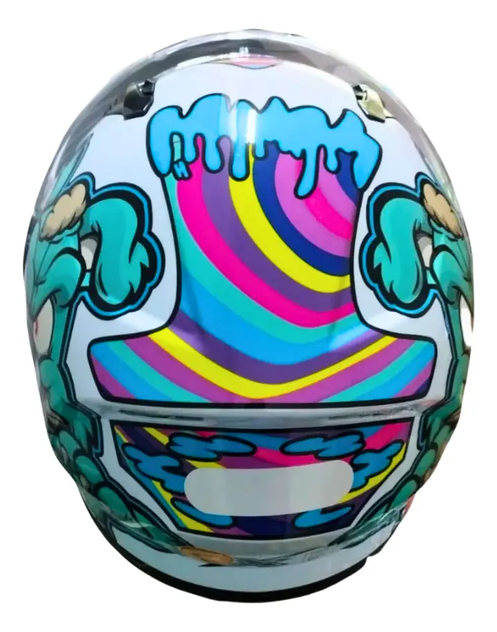 Capacete Xtroy FF526 Ted Branco/Tiffany - Vista traseira