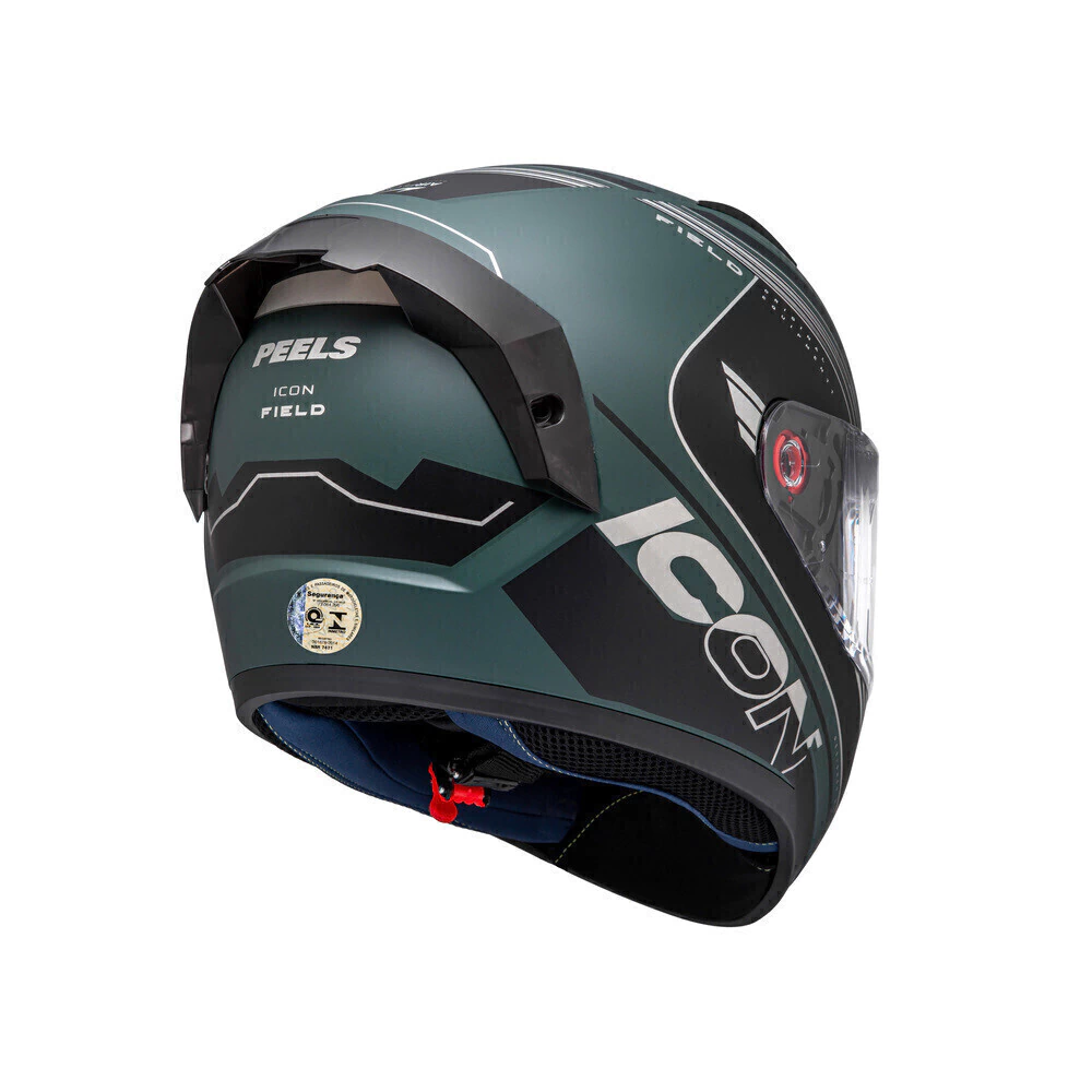 Capacete Peels Icon Pro Field Verde Militar Fosco Preto - Vista traseira