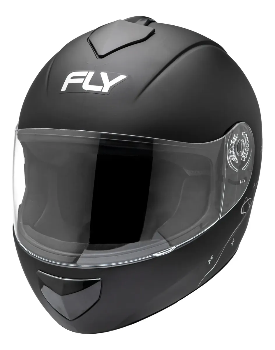 Capacete Fly Young Belle Preto Fosco - frontal com logo FLY
