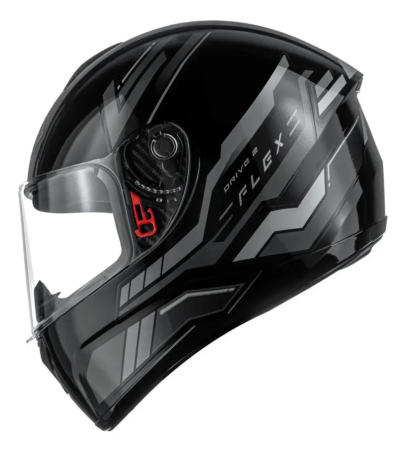 Capacete Fly Drive 2 HG Flex Preto Grafite - Vista lateral esquerda