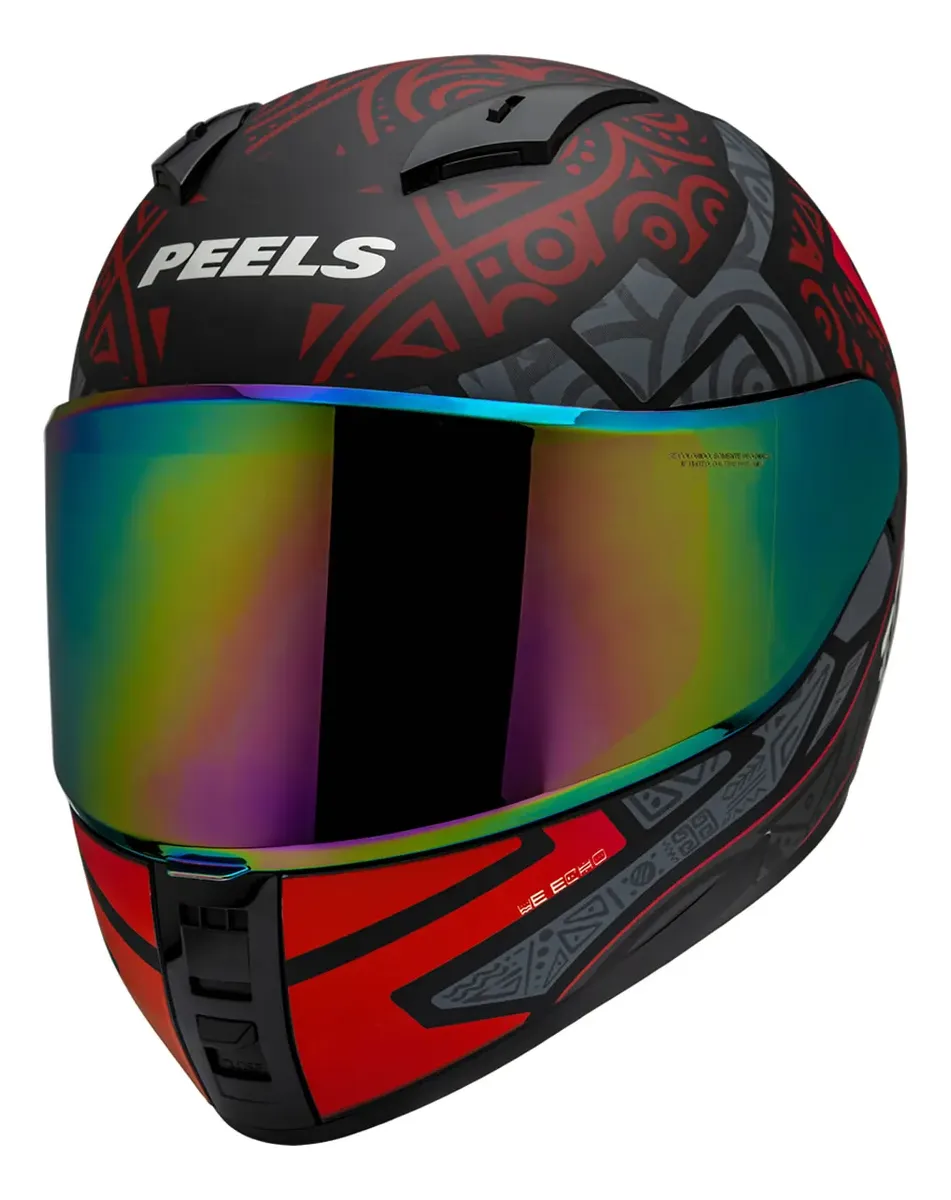 Capacete Peels Icon 23 Ekko Preto Fosco/Marsala - Vista frontal