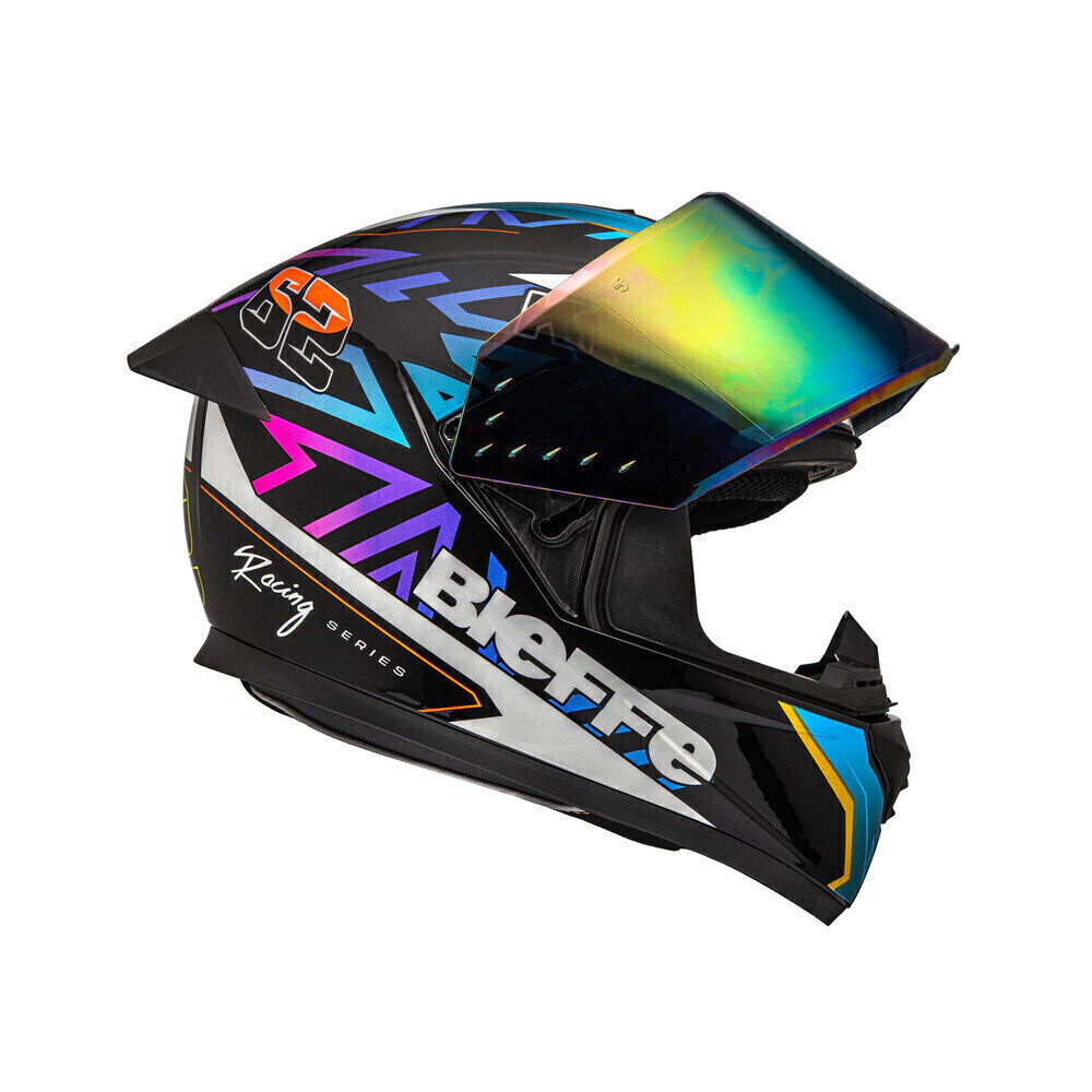 Capacete Bieffe B-12 Target - Vista lateral direita viseira espelhada