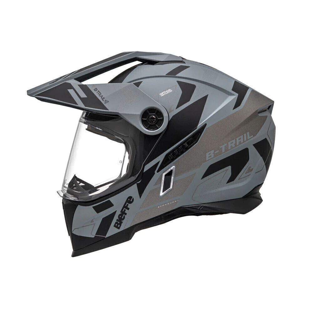 Capacete Bieffe B-Trail Conquest Cinza/Preto - Vista lateral direita