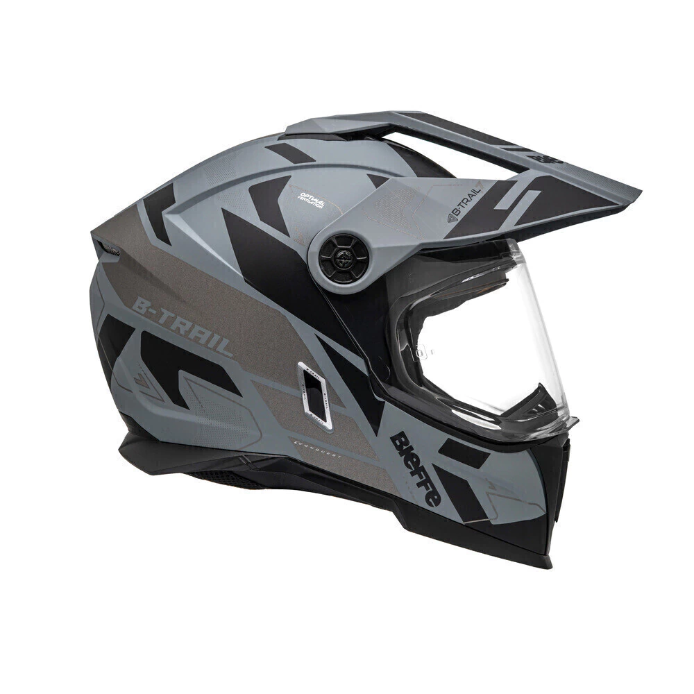 Capacete Bieffe B-Trail Conquest Cinza/Preto - Vista lateral esquerda