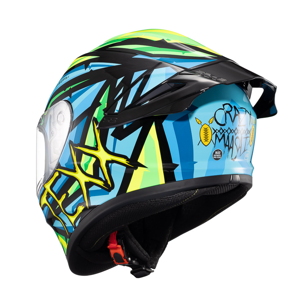Capacete TEXX Spihe Maasai Verde/Azul - Vista lateral traseira