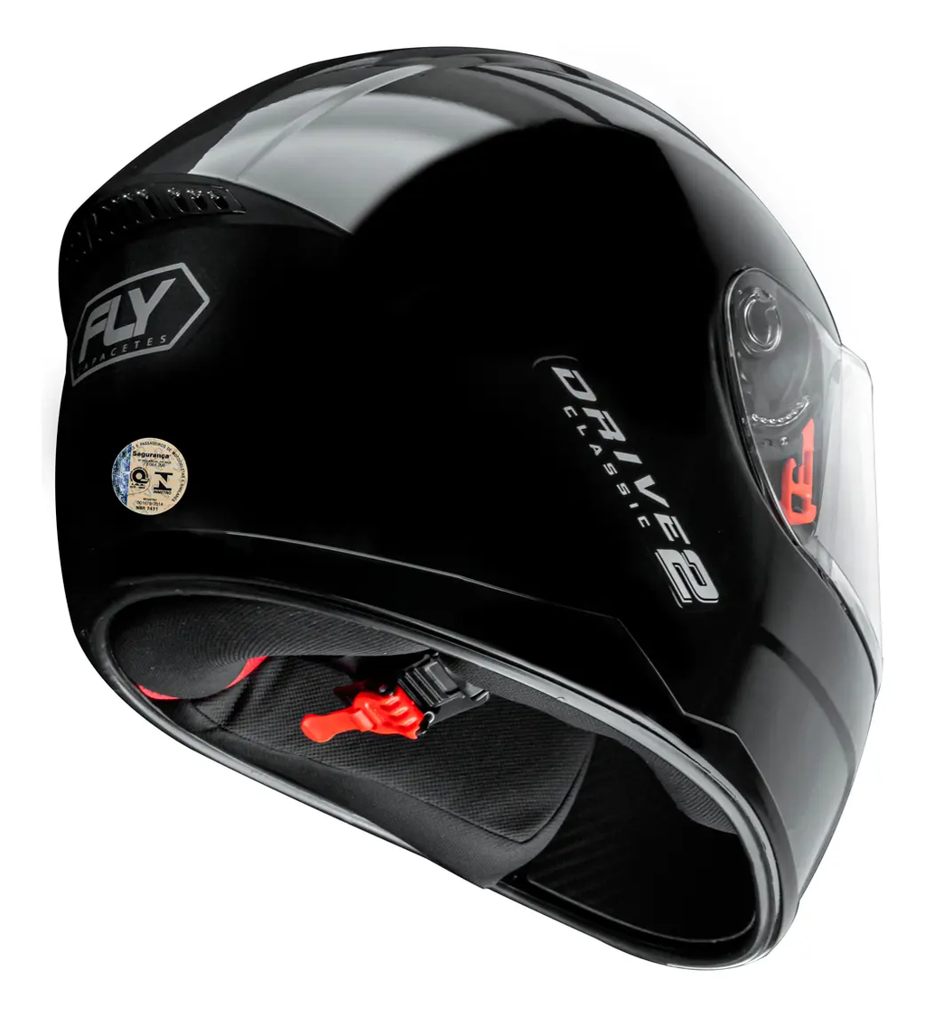 Capacete Fly Drive 2 HG Classic Preto - Vista traseira