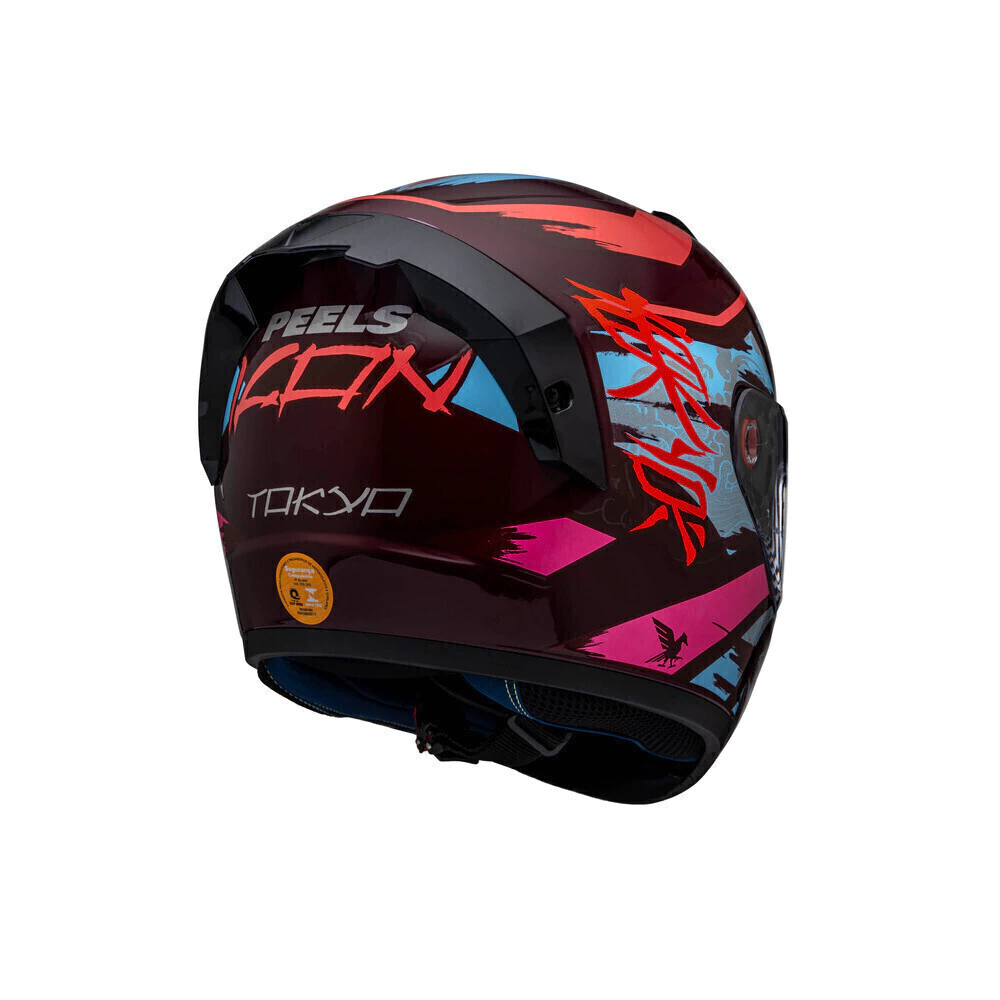 Capacete Peels Icon Pro Tokyo Preto/Vermelho - Vista traseira