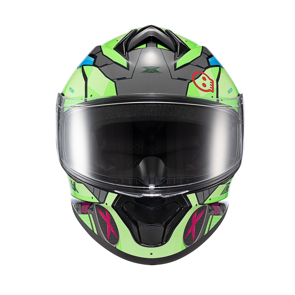 Capacete TEXX Spihe Gear Verde/Azul - Vista frontal