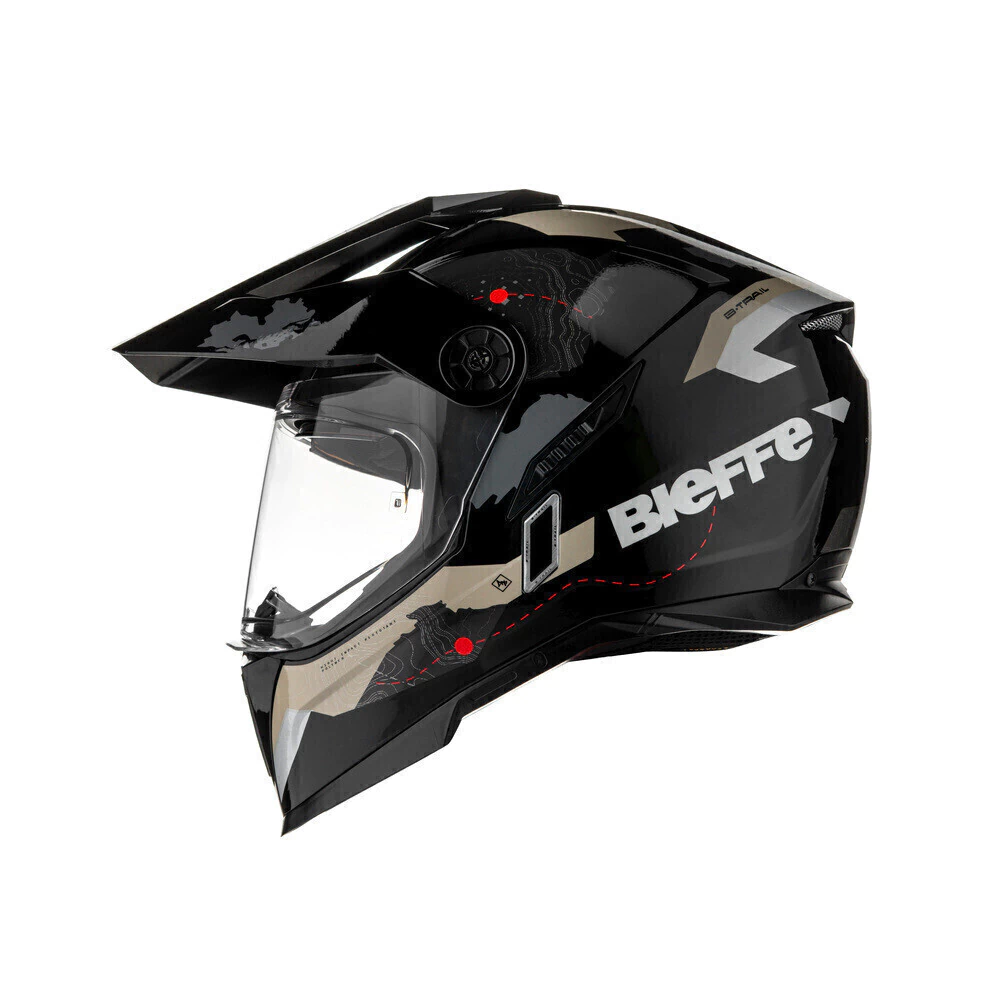 Capacete Bieffe B-Trail Frontier Preto/Desert - Vista lateral esquerda
