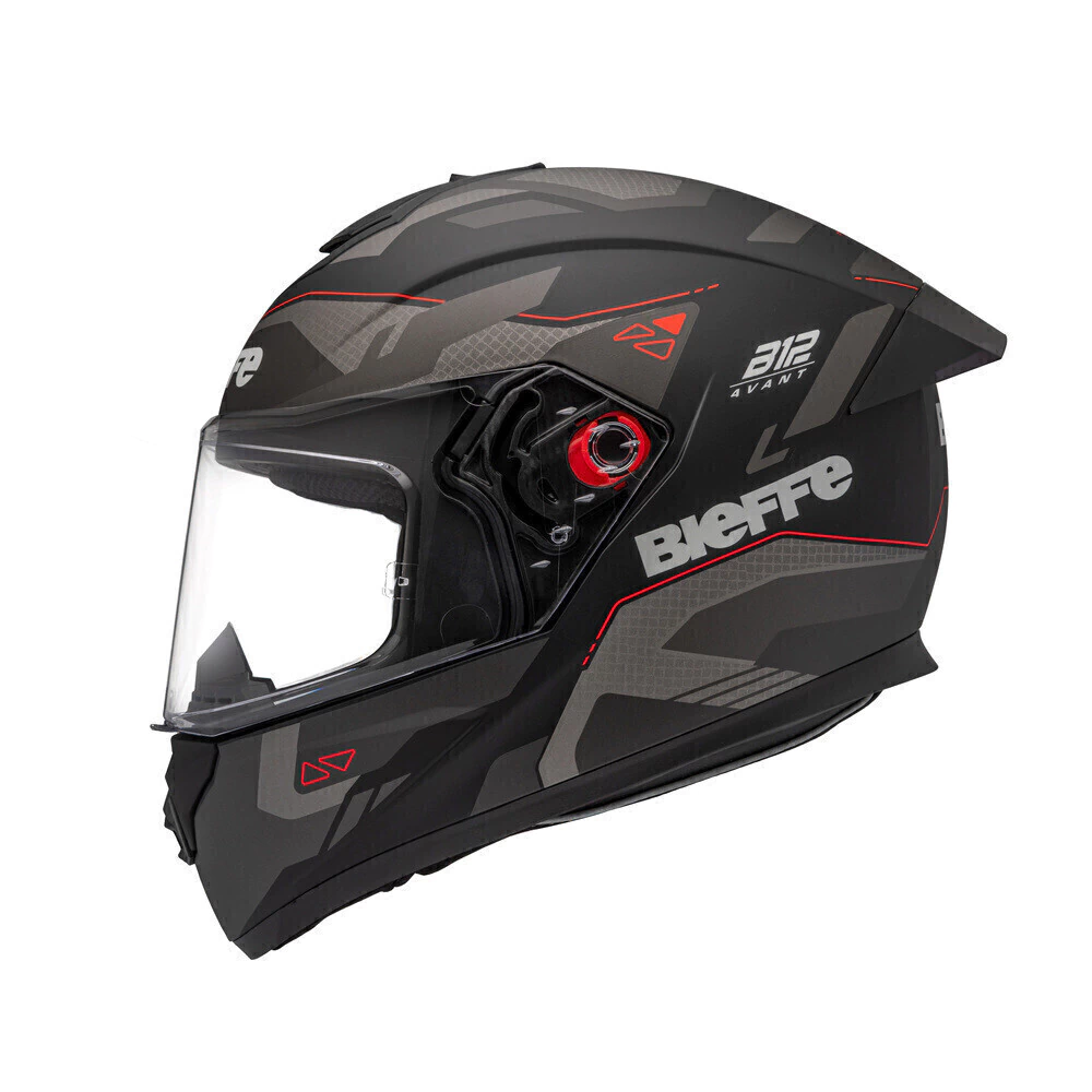Capacete Bieffe B-12 Avant Preto Fosco/Grafite - lateral esquerda