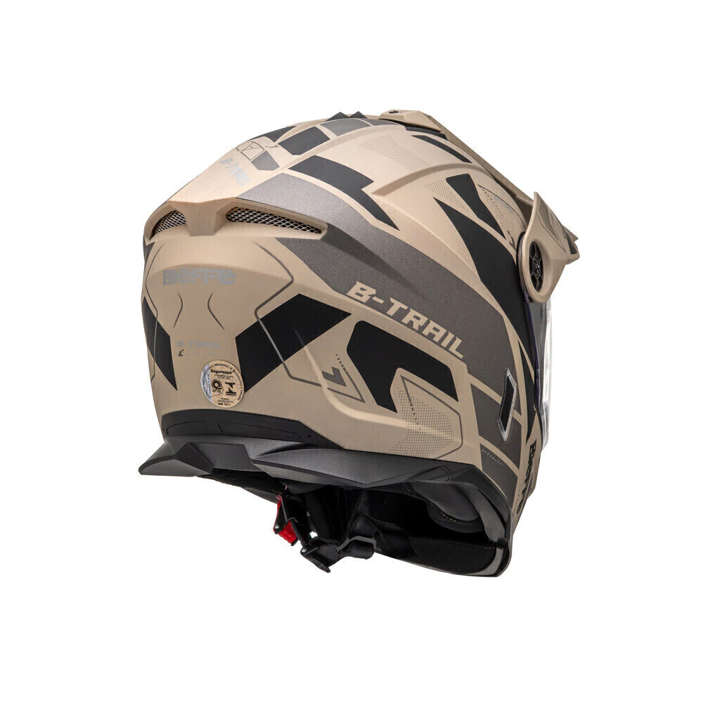 Capacete Bieffe B-Trail Conquest Areia/Preto - Vista traseira