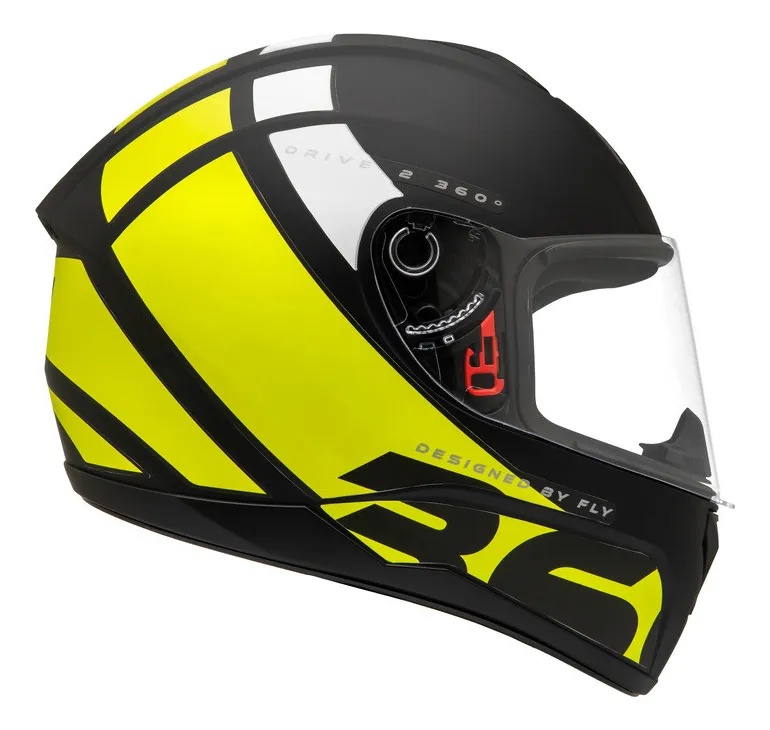 Capacete Fly Drive 2 HG 360 Preto/Amarelo - Vista lateral direita