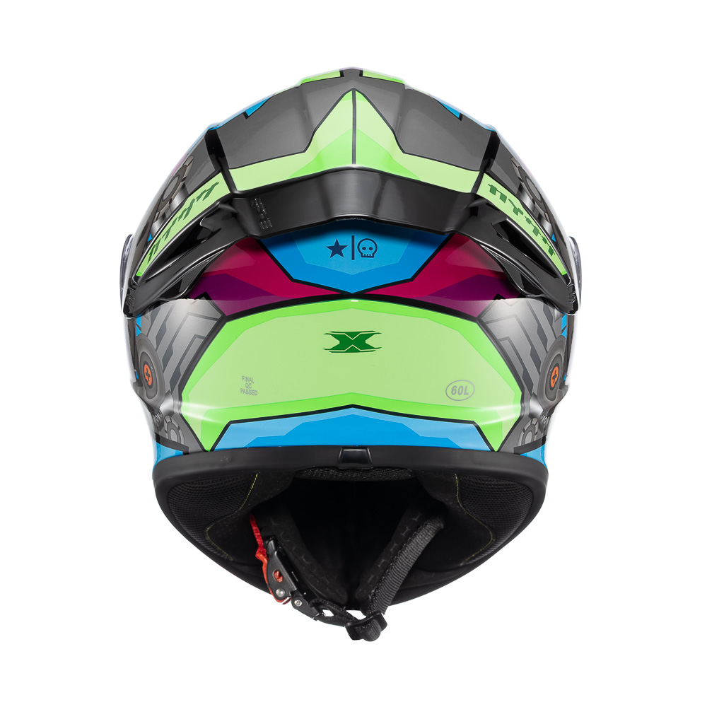 Capacete TEXX Spihe Gear Verde/Azul - Vista traseira