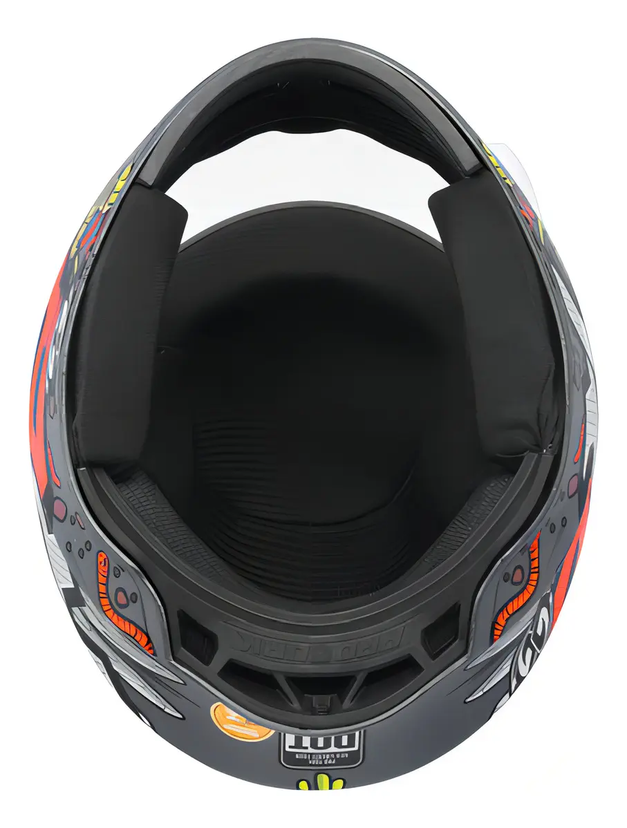 Capacete ProTork R8 Rocket Chicken - traseira com logo Rocket Chicken DOT