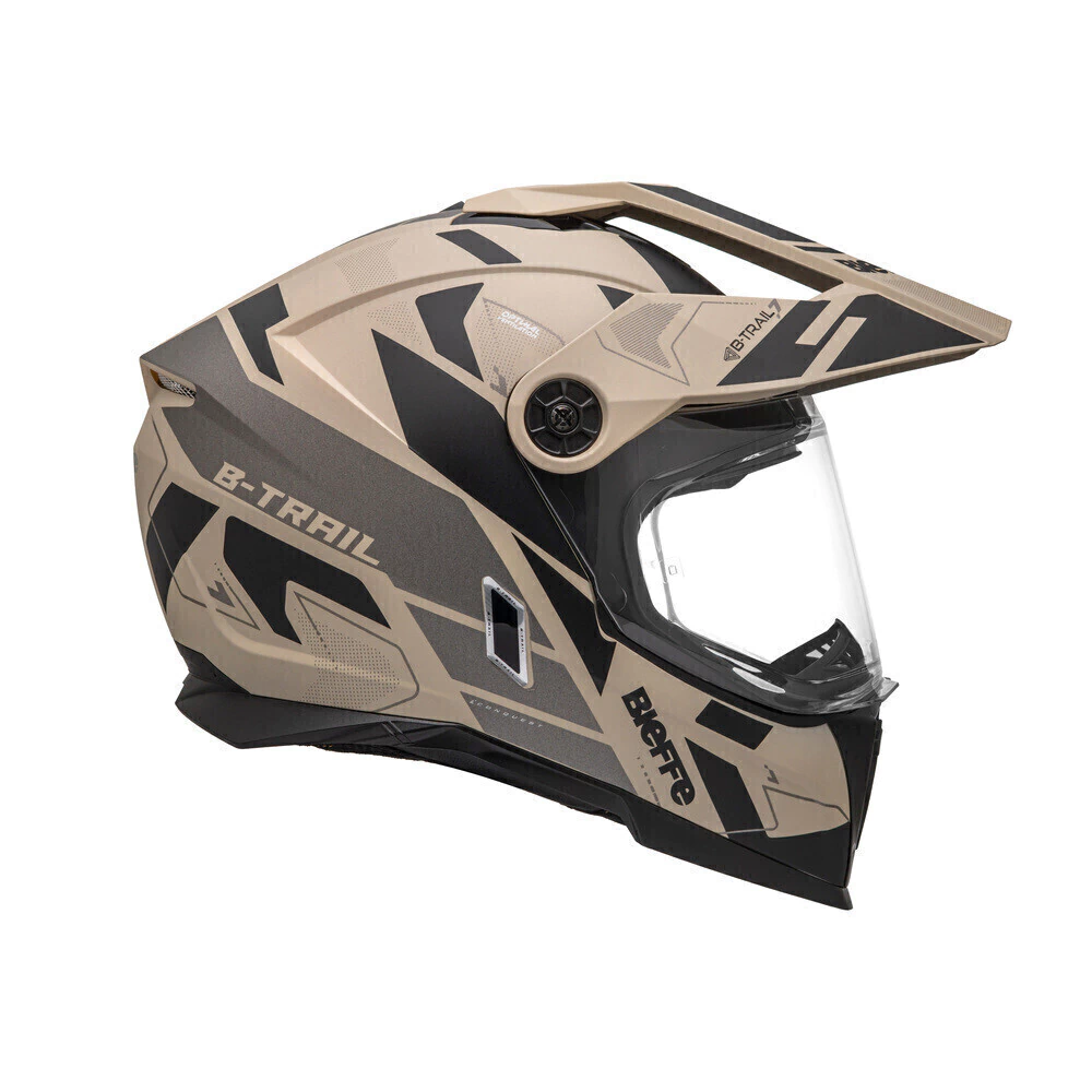 Capacete Bieffe B-Trail Conquest Areia/Preto - Vista lateral direita