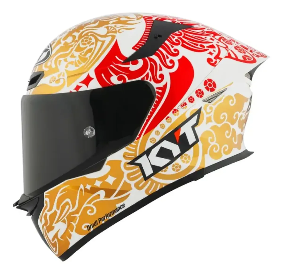 Capacete KYT TT-Revo Enea Indonesia Branco - lateral direita com viseira fumê