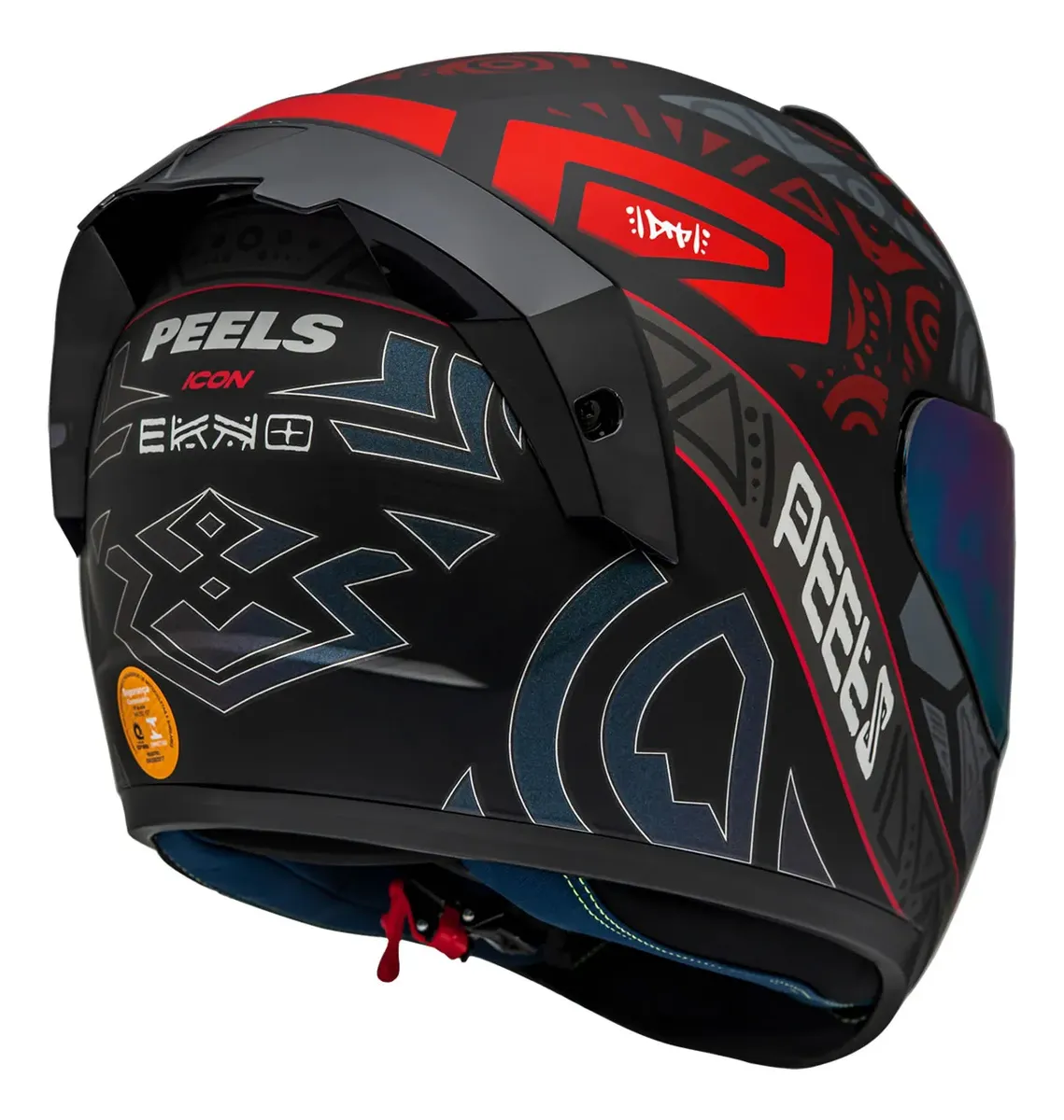 Capacete Peels Icon 23 Ekko Preto Fosco/Marsala - Vista traseira