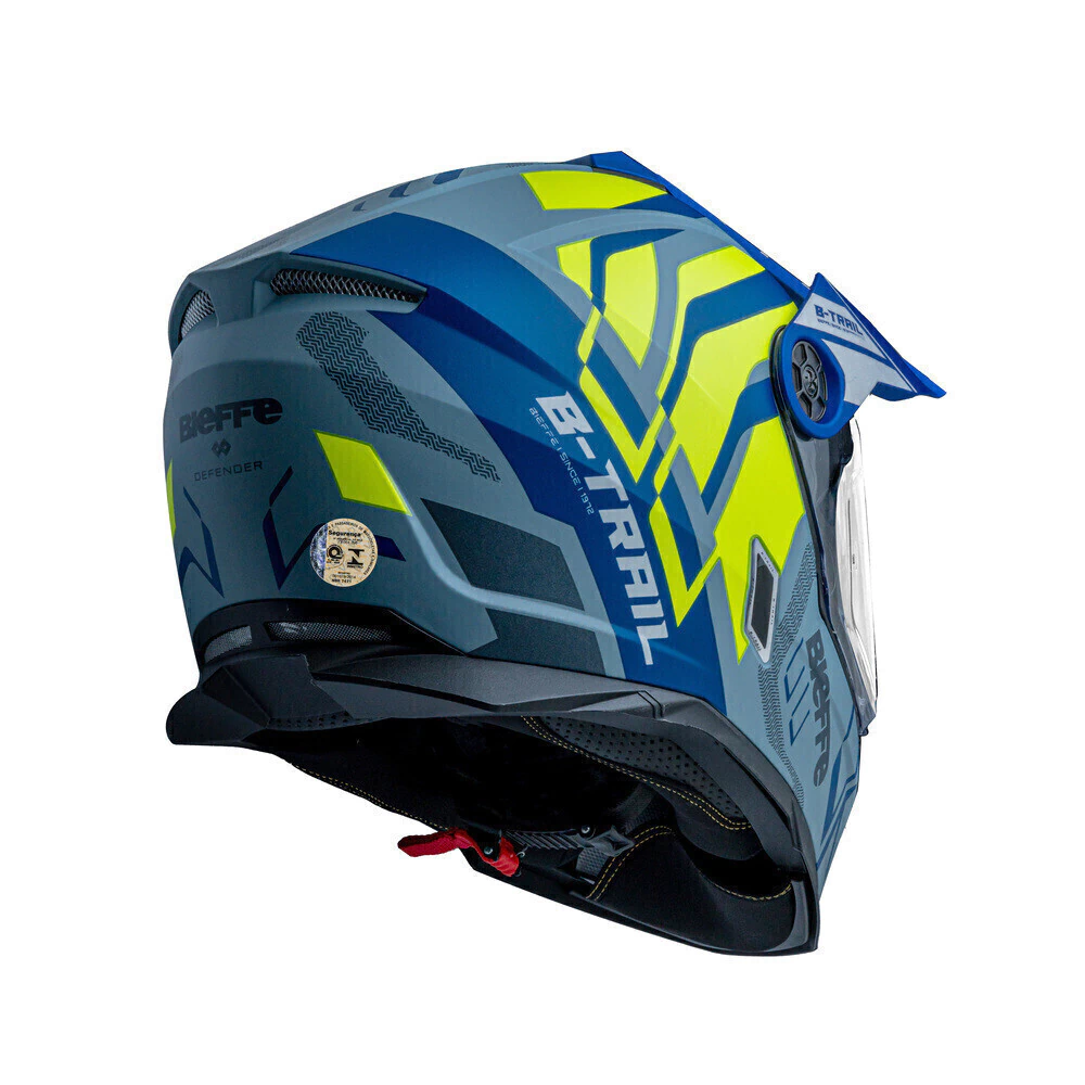 Capacete Bieffe B-Trail Defender Cinza Moon Fosco/Azul - Vista lateral direita