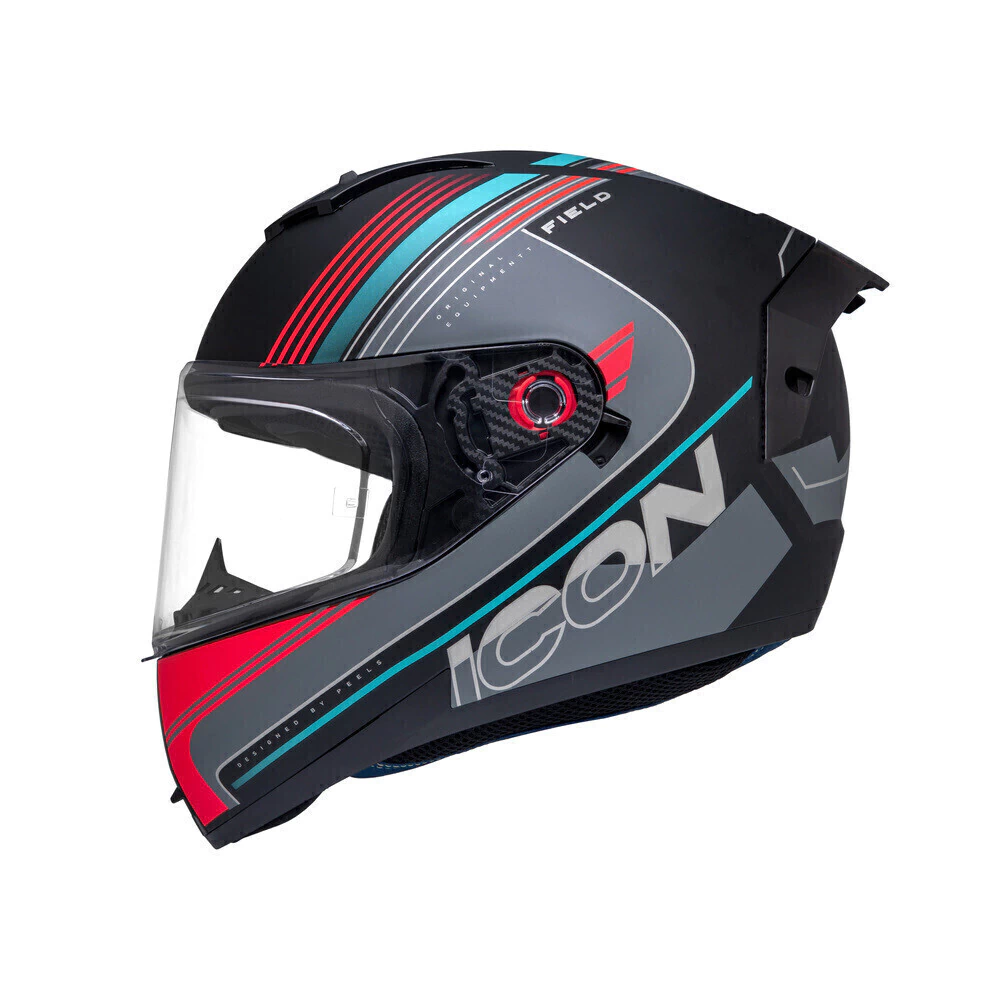 Capacete Peels Icon Pro Field Preto Fosco Ciano - Vista frontal