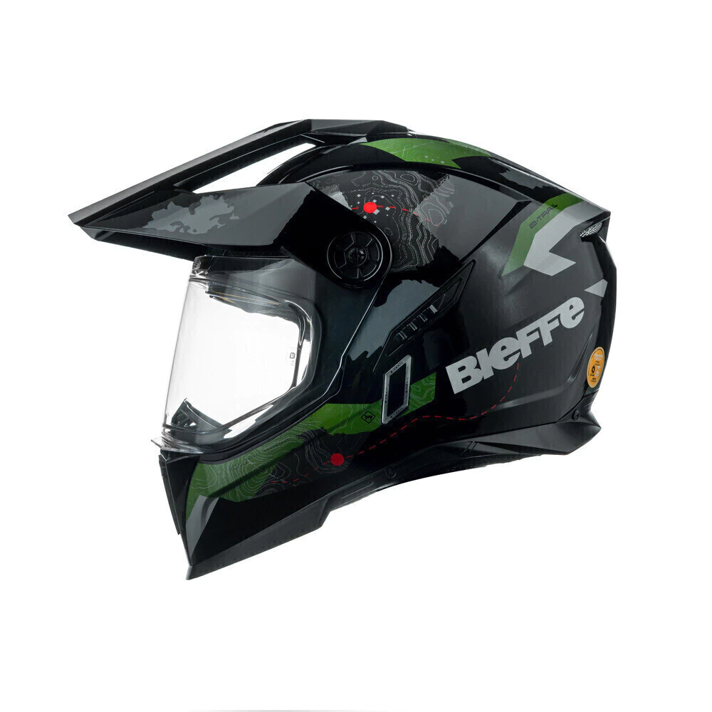 Capacete Bieffe B-Trail Frontier Preto/Verde - Vista lateral direita